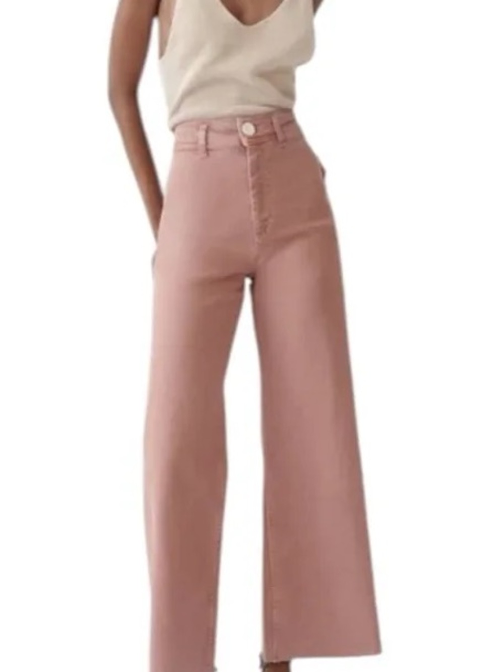 Brand New w Tags! ZARA High Rise Wide-Leg Marine Rose Jeans Size 38 - Picture 3 of 4